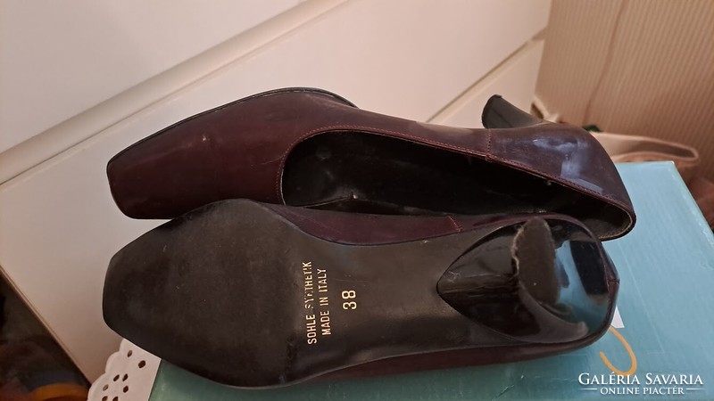 Burgundy, high-heeled, Italian women's shoes in size 38