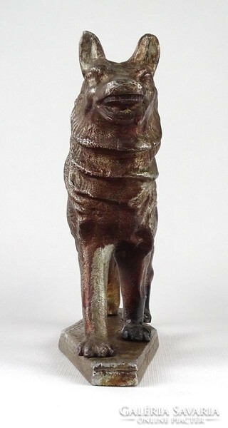 1J288 old German shepherd metal cast statue 20 x 29 cm