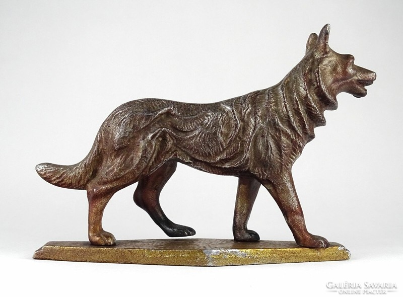 1J288 old German shepherd metal cast statue 20 x 29 cm