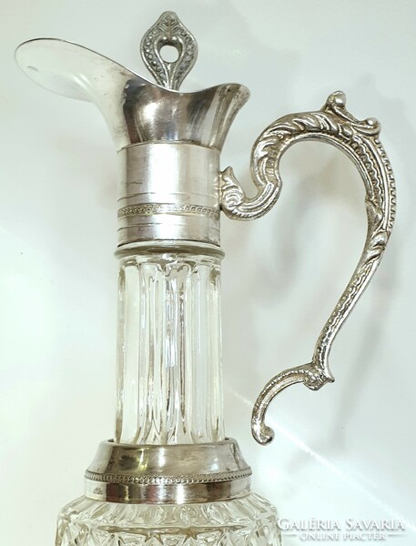 Art deco liquor decanter with silver-plated fittings, jug, spout