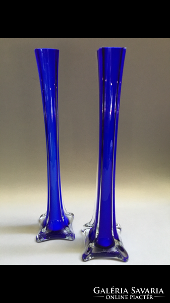 Pair of cobalt blue glass vases