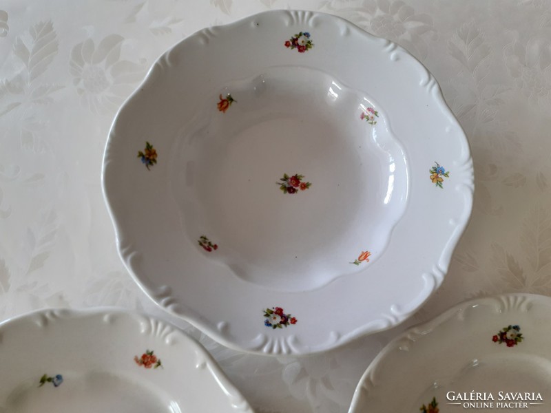 Old Zsolnay porcelain floral baroque plate 3 pcs