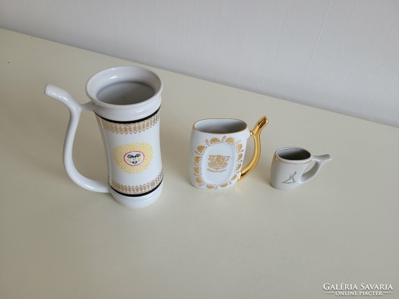 Old 3 pcs Czechoslovak medicinal water porcelain cup, spa cup, spa souvenir, Karlovy Vary souvenir