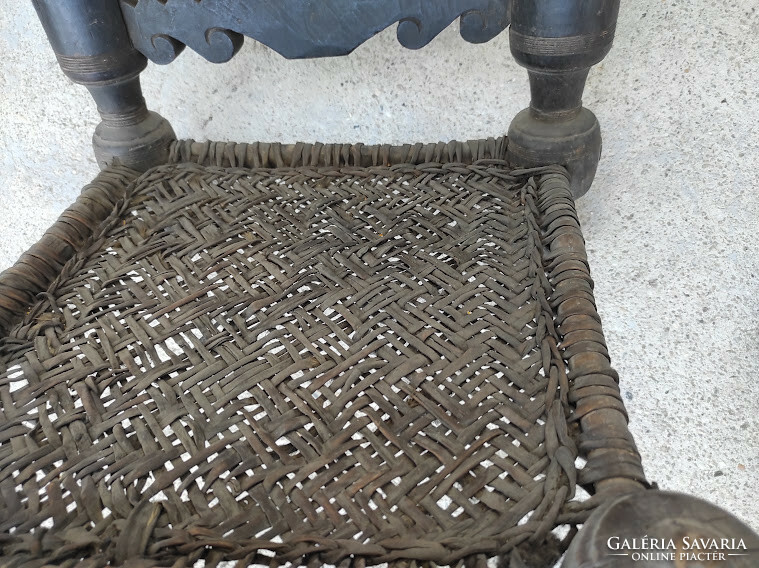 Antique Arabic furniture chair Berber Tuareg carved braided seat Morocco Algeria 365 5714