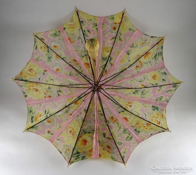 1J311 old retro women's parasol with bone effect handle