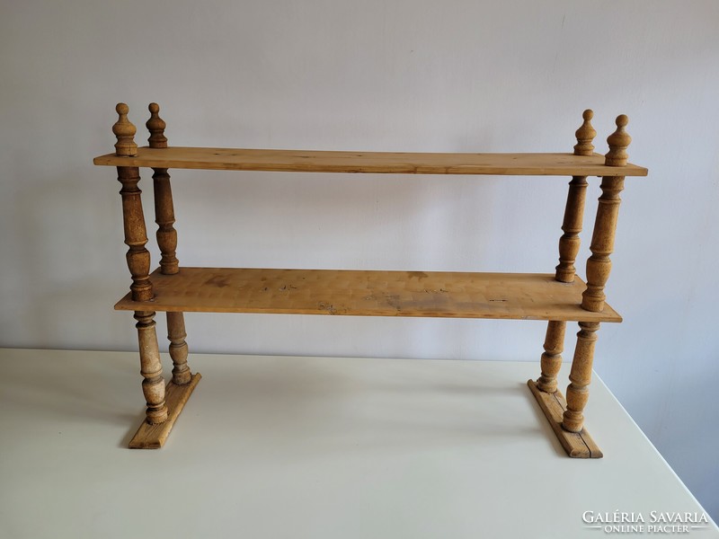 Vintage régi népi fa bútor komód szekrény tálaló felső fa polc 97,5 cm