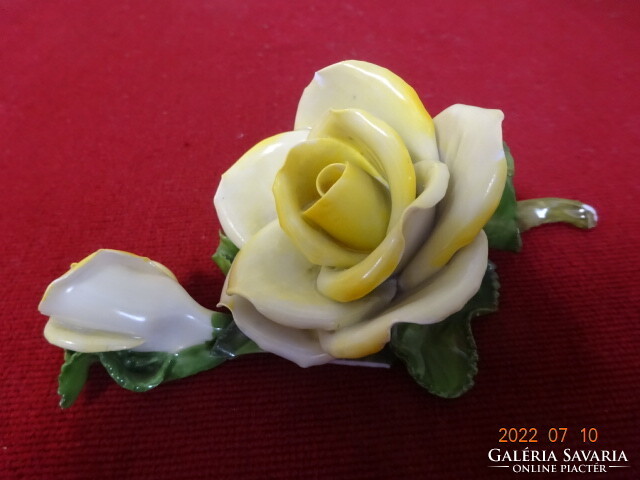Herendi porcelán sárga rózsa, hossza 14 cm. Vanneki! Jókai.