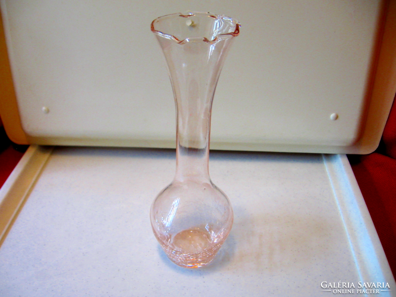 Kézműves rózsaszín alul repesztett váza
