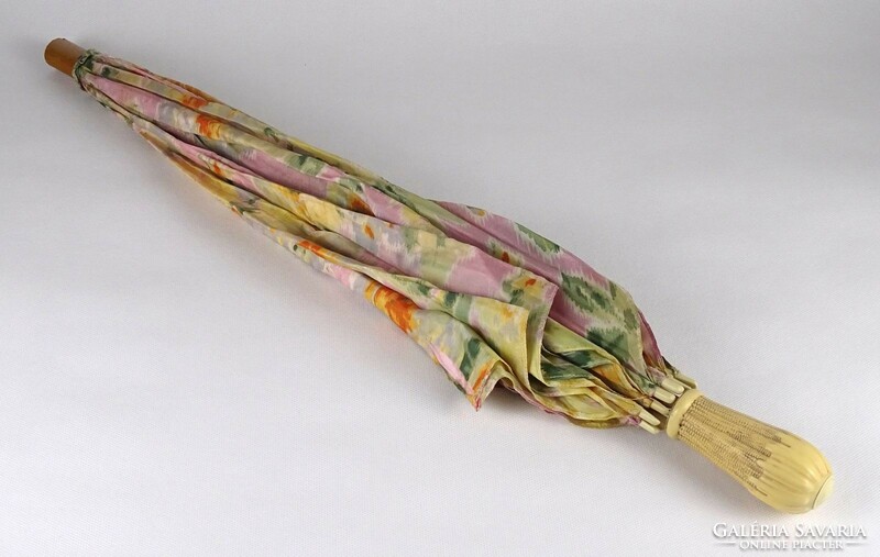 1J311 old retro women's parasol with bone effect handle