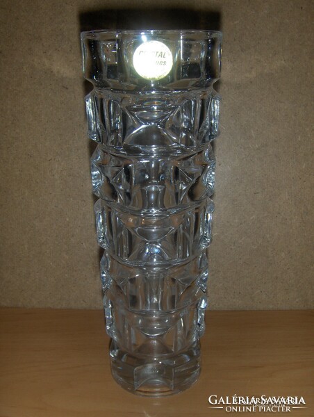 Jelzett Francia kristály művészi üveg váza 1 kg 22 cm magas (21/d)