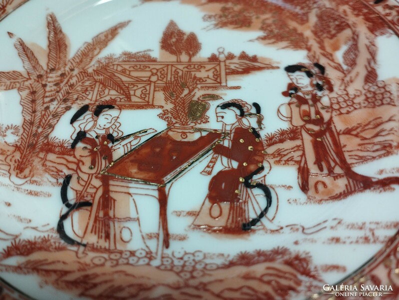 Antik japán porcelán, kézzel festett , aranyozott díszítésű sütis tányér, 2 db.
