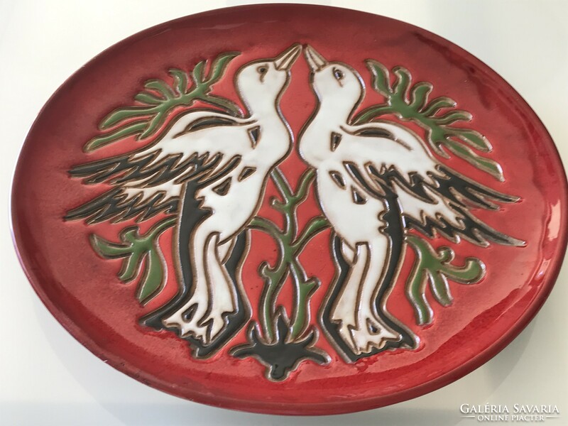 Italian applied art ceramic wall plate from the 60s, torviscosa ceramica