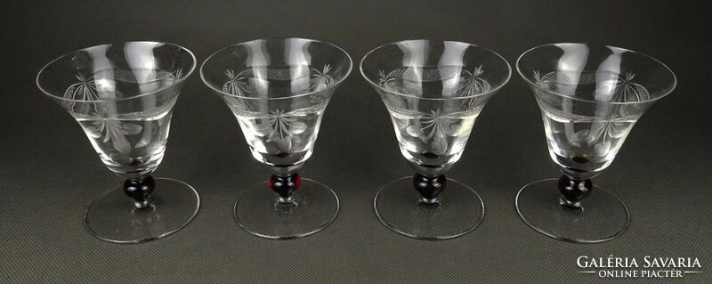 1J080 set of antique art deco base polished liqueur glass 9 cm