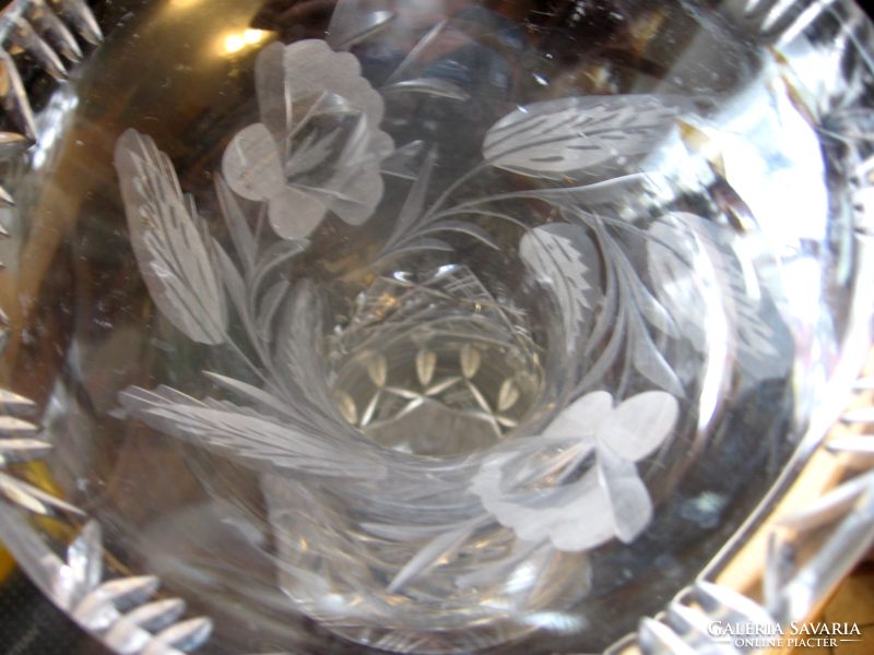 29 cm-es  kristály talpas váza , pipacsos, kalászos