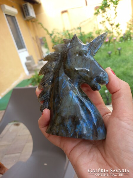 Original labradorite carved unicorn from Madagascar