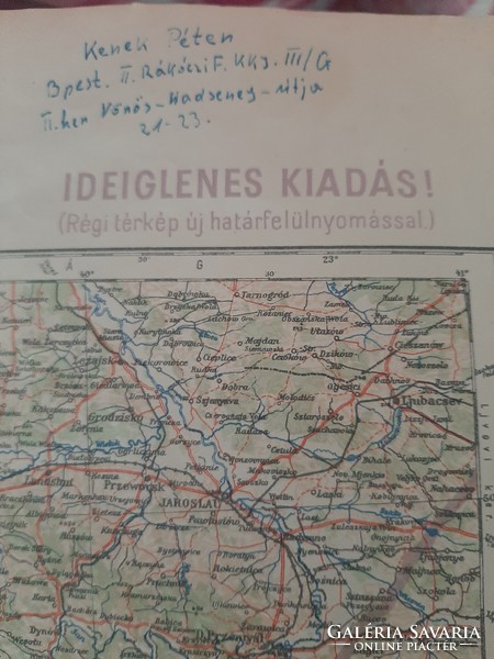 Old map of Hungary with new border overprint from 1958