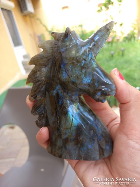 Original labradorite carved unicorn from Madagascar