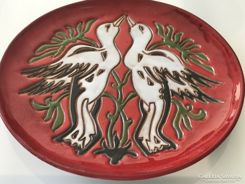Italian applied art ceramic wall plate from the 60s, torviscosa ceramica