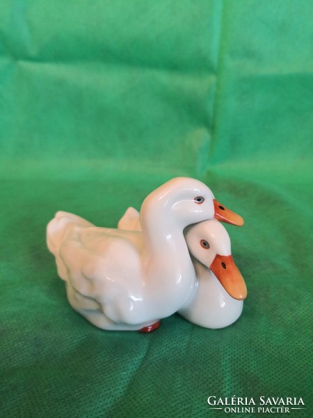 Pair of antique Herend porcelain ducks, designed by Sándor Keleti