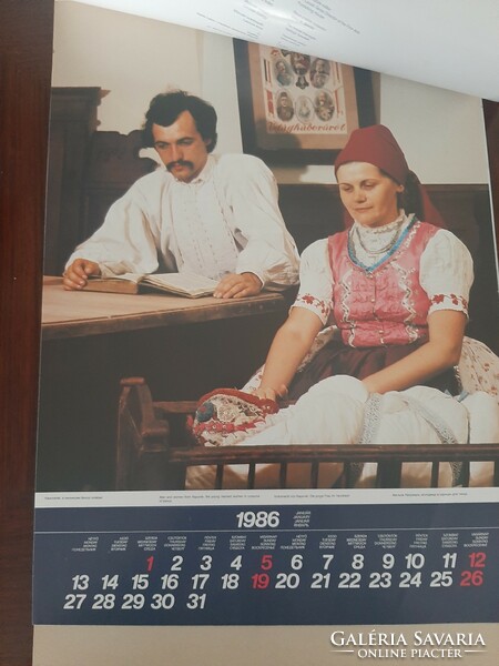 Rábáközi folk costumes 1986 13-page wall calendar