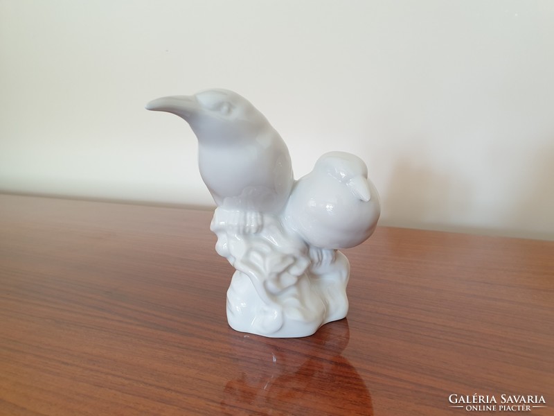 Pair of old white porcelain birds from Herend