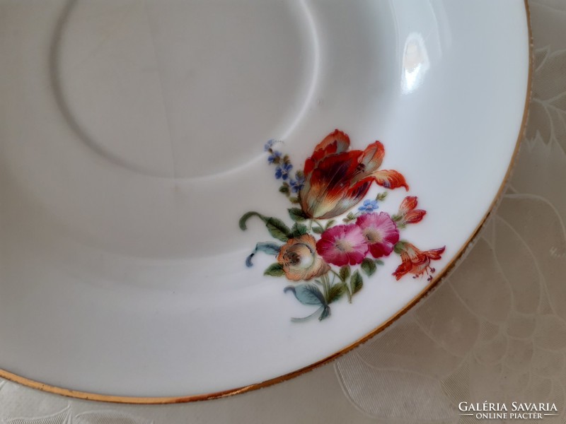 Régi Schlaggenwald porcelán virágos csészealj 2 db