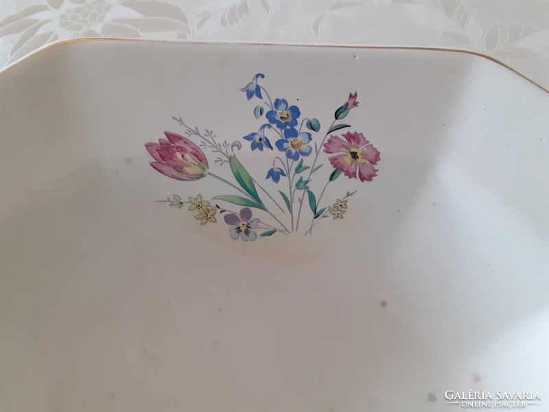 Old Kispest granite rectangular bowl with flowers
