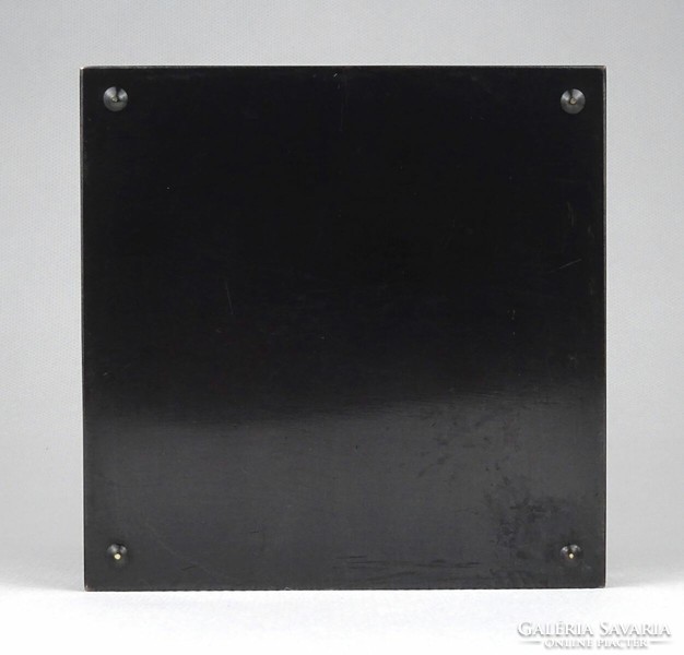 1J281 Régi fabetétes iparművészeti vörösréz doboz ötvösmunka 12.5 x 12.5 cm Tevan jellegű