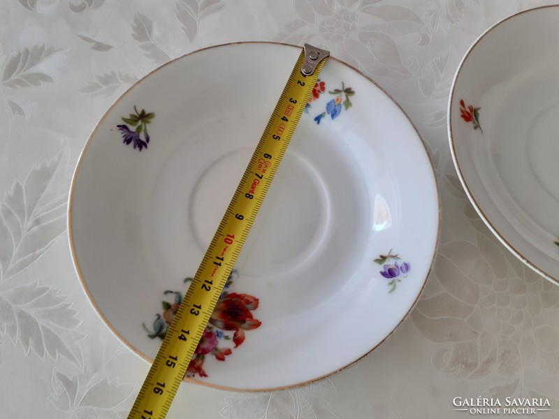 Old Schlaggenwald porcelain floral saucer 2 pcs