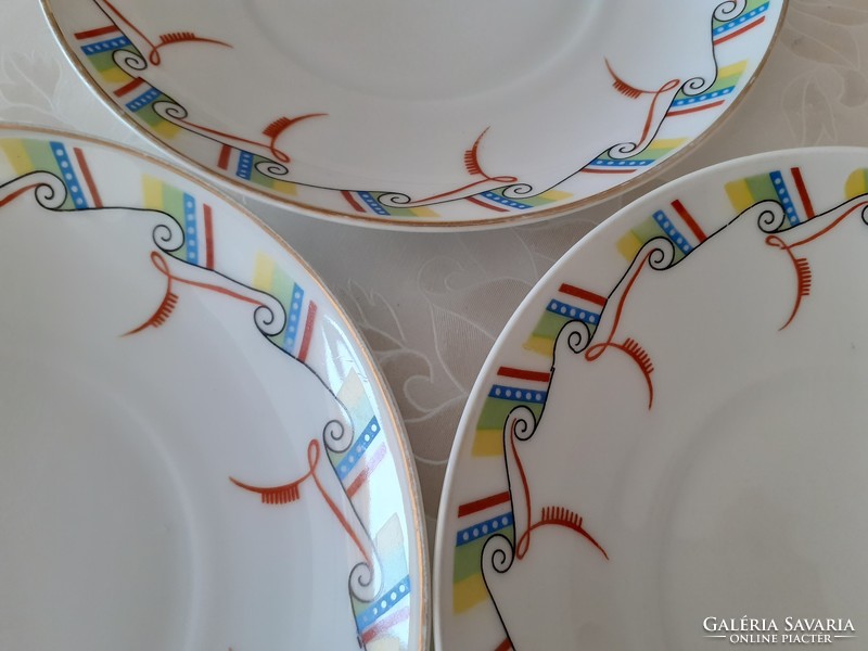 Régi H&C Chodau porcelán art deco csészealj 3 db