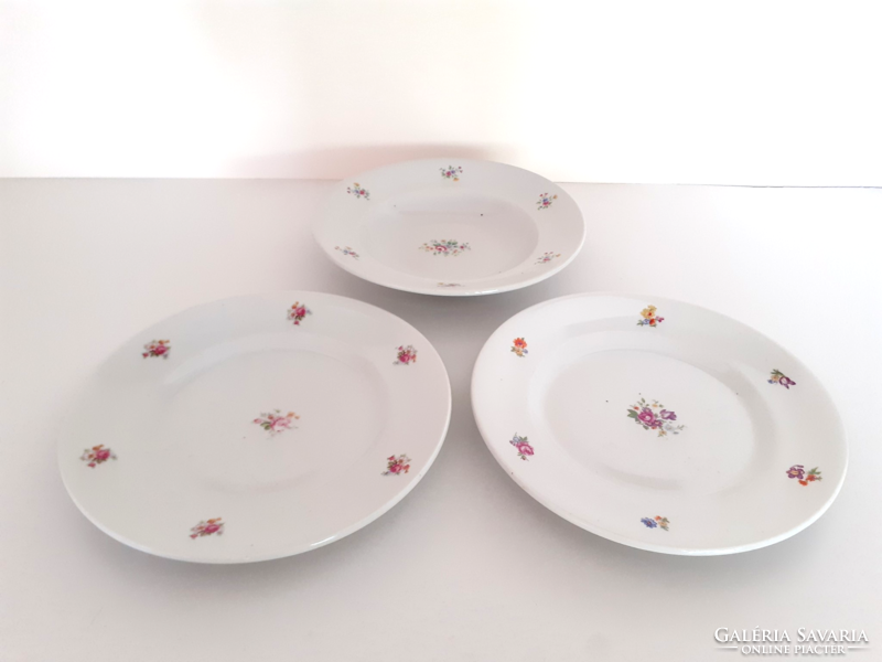 Régi 3 db KP Drasche porcelán virágos tányér