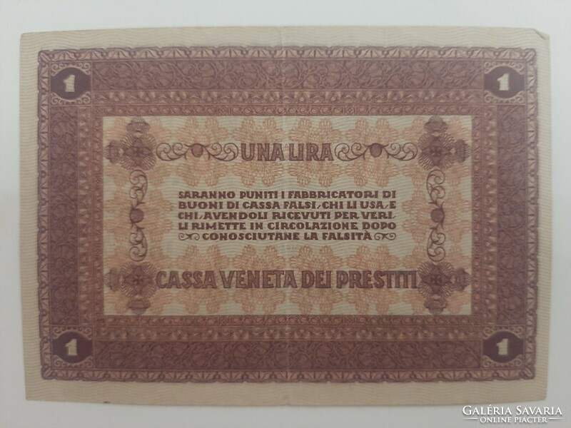 1 Italian lira, lire 1918 Italy Venice