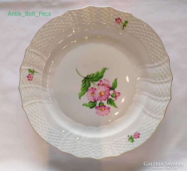 Herend 27.5 cm large serving bowl with pink flower pattern