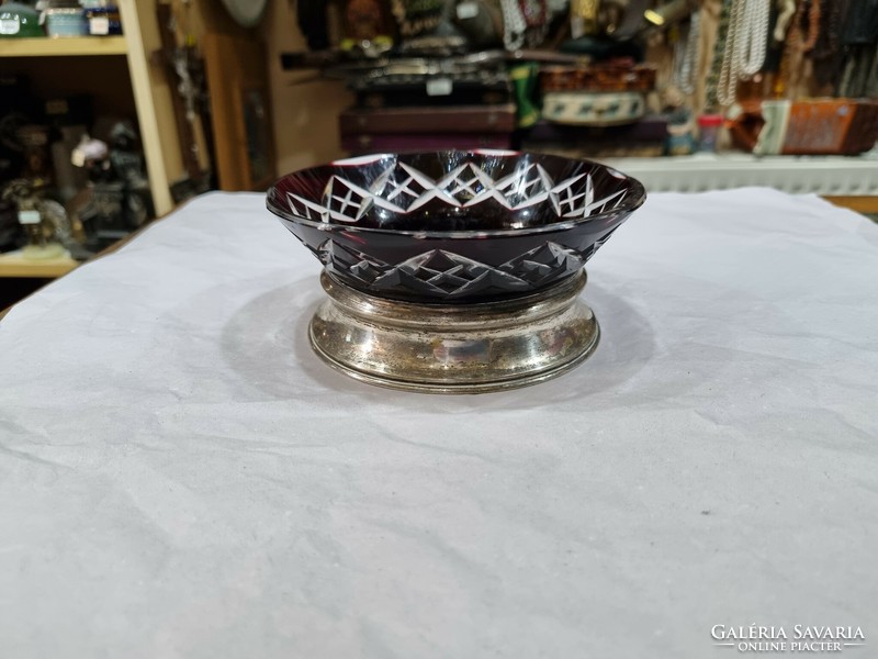 Silver plated crystal bowl