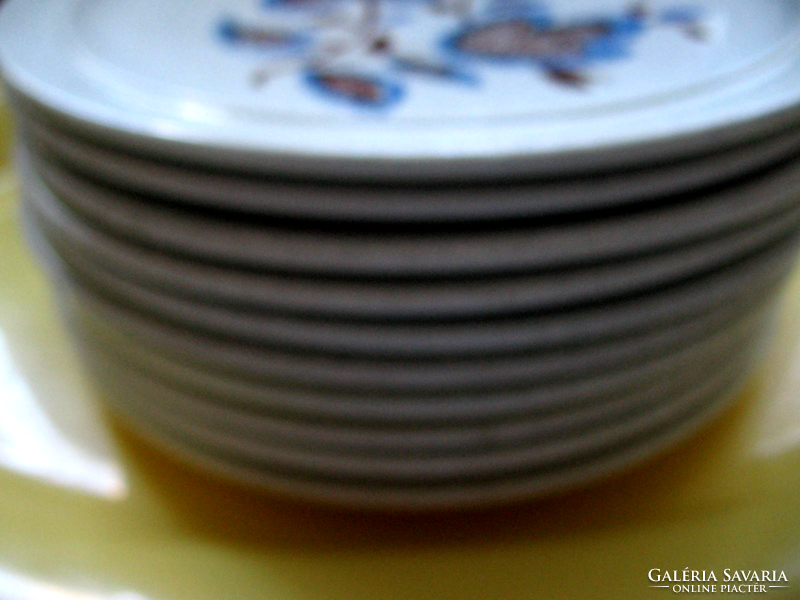 Retro, shabby blue-brown, large, high-quality flat stoneware English plates