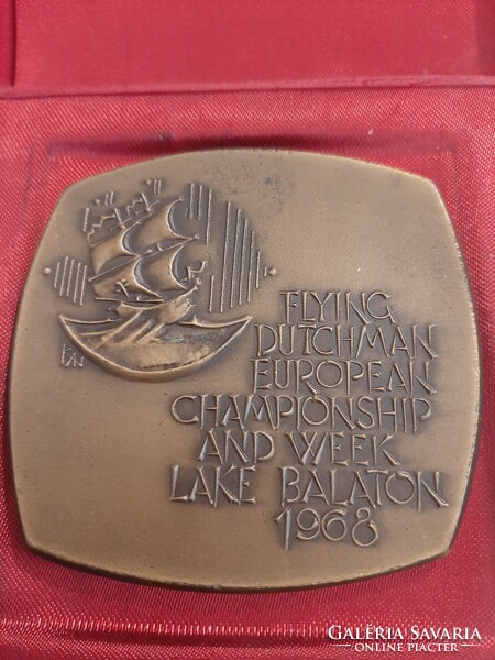 Flying sailing Dutch European Championship Balaton 1968 commemorative plaque, coin rare