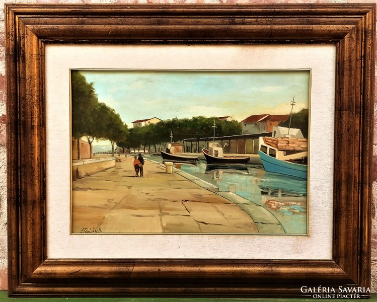 Guidarelli silvano Italian painter canale darsena 60s c. Your painting with an original guarantee!