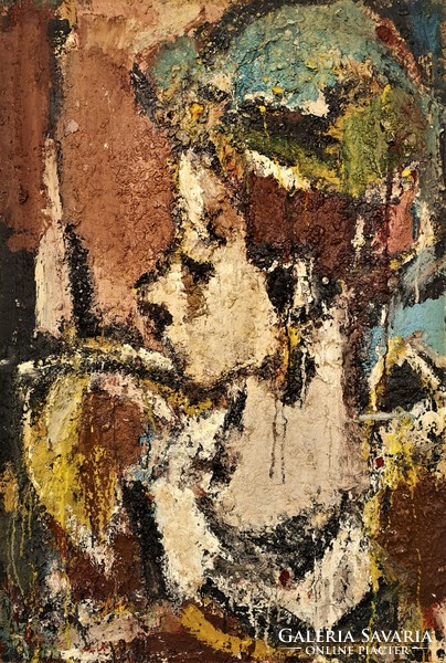 Konfár Gyula (1933 - 2008) Matild ( Kalapos nő) c.Képcsarnokos festménye Eredeti Garanciával!