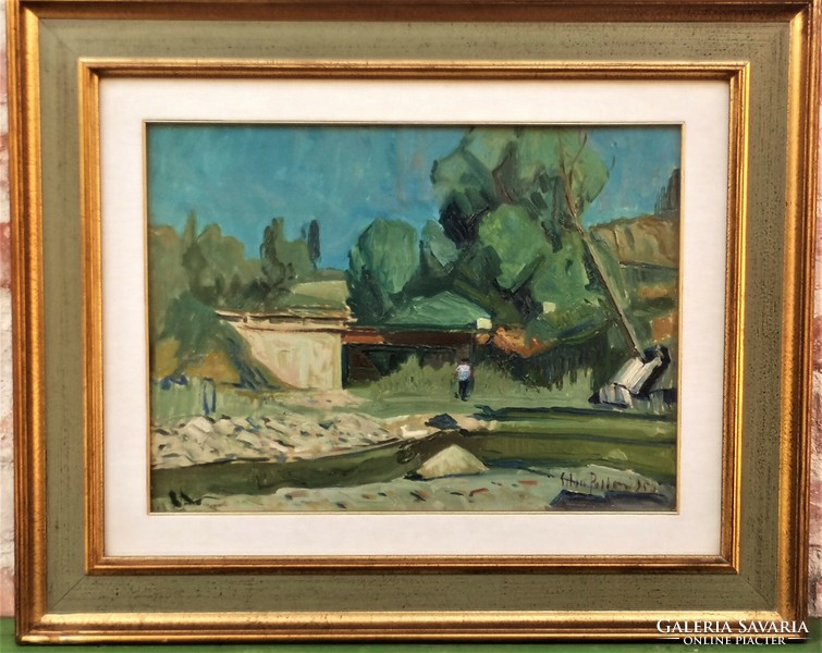 Silvio Polloni (1888-1972)Olasz festőművész Via F Angelino 1950 c.festménye Eredeti Garanciával!