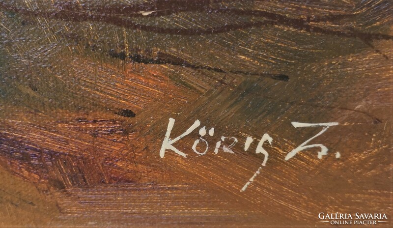 Kőris Zoltán - Baromfiudvar festménye 88x66cm Eredeti Garanciával!