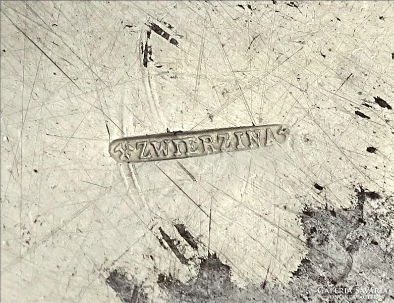 1J289 Antik lovaglás relikvia ZWIERZINA alpakka tál tálka 11 cm
