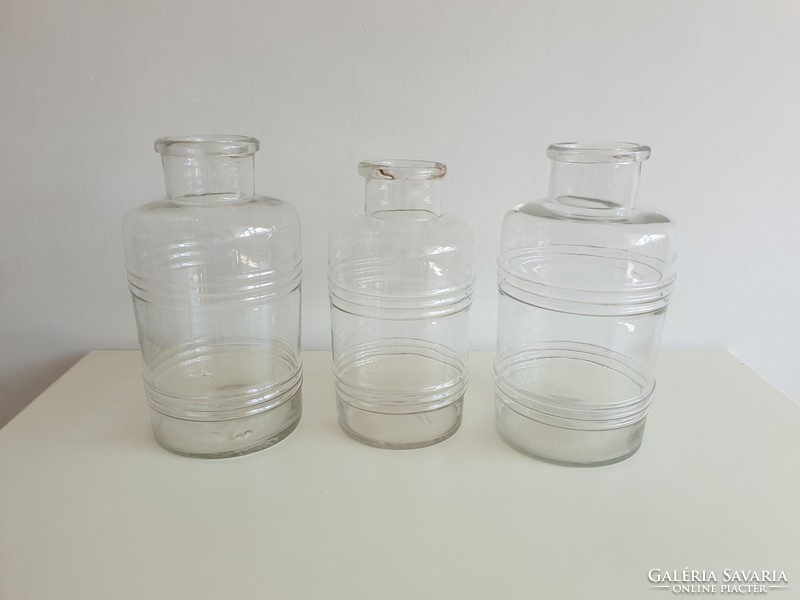 Régi vintage nagy befőttes dunsztos üveg 8 literes csíkos domború mintás hordó alakú 8 L