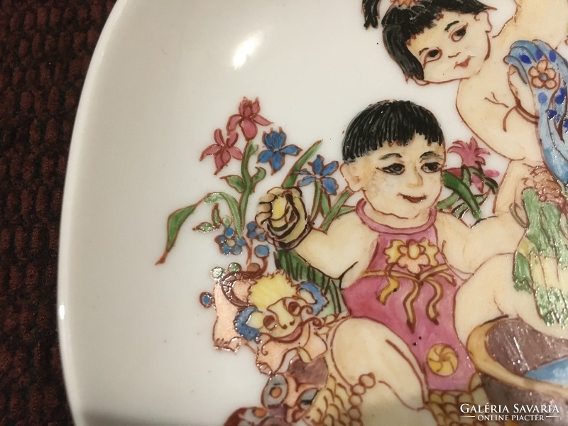 Hand-painted German porcelain bowl, Chinese children playing! 21- Cm!