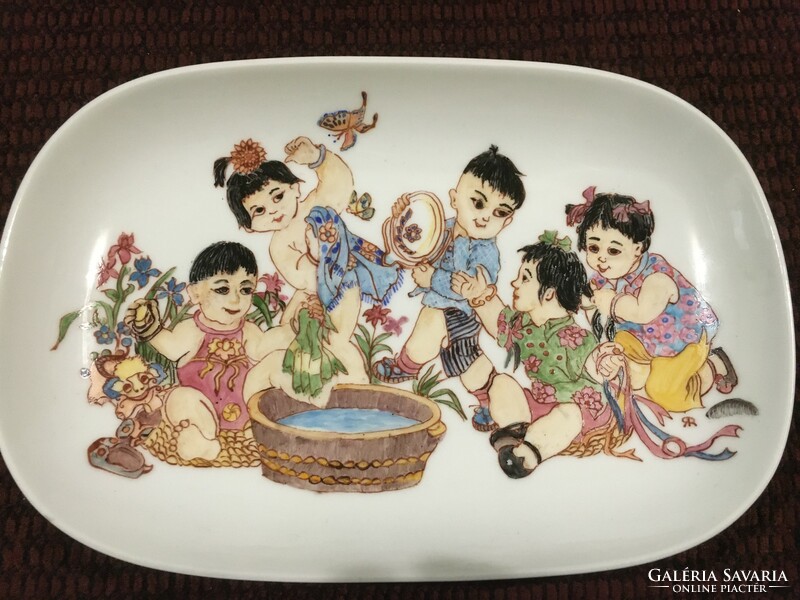 Hand-painted German porcelain bowl, Chinese children playing! 21- Cm!