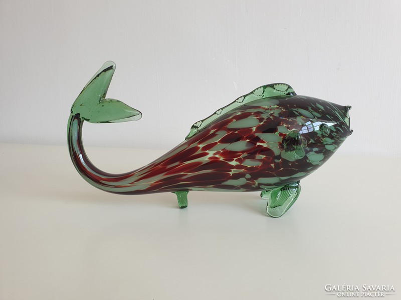 Old retro large size glass fish glass fish ornament ornamental glass