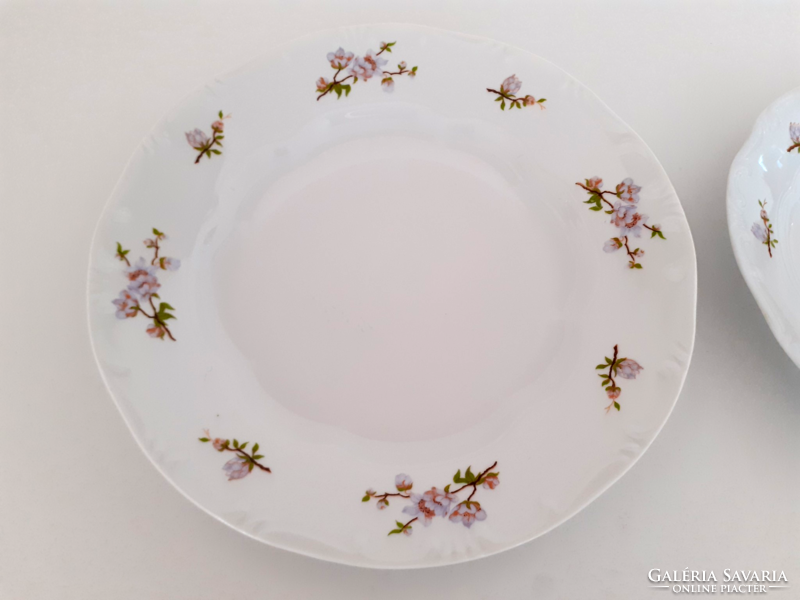 Old Zsolnay porcelain flat plate with flowers 2 pcs