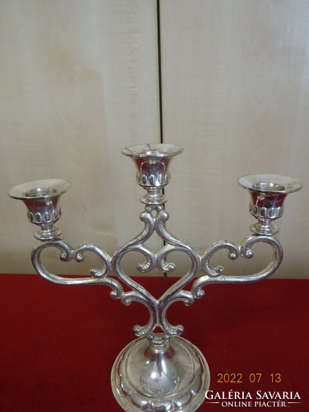 Silver-plated three-prong candle holder, height 23 cm. He has! Jokai.
