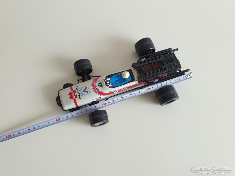 Régi retro fém és műanyag játék versenyautó autó 29,5 cm lemezjáték