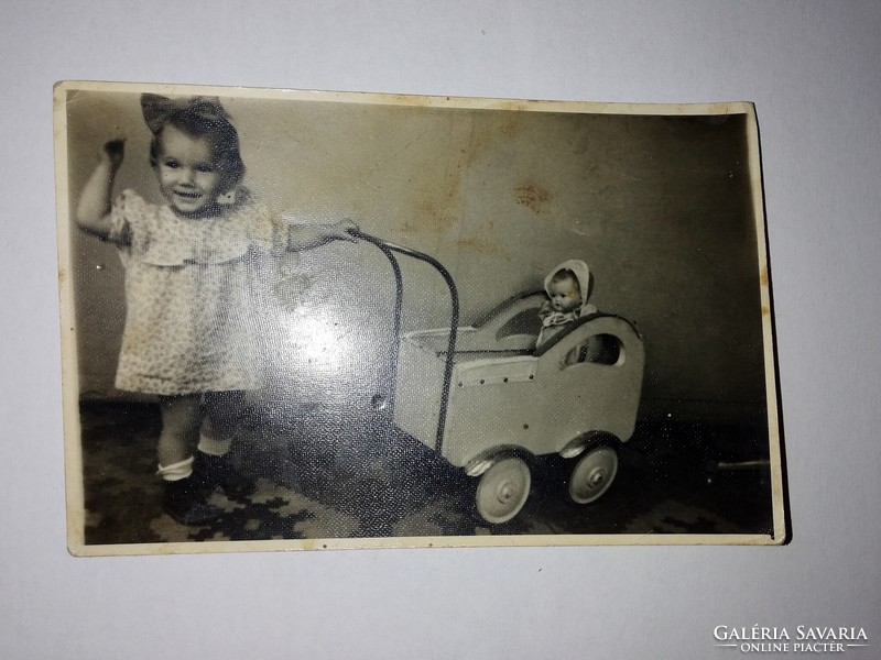 Old photo, old pram, old baby from the fifties 270.