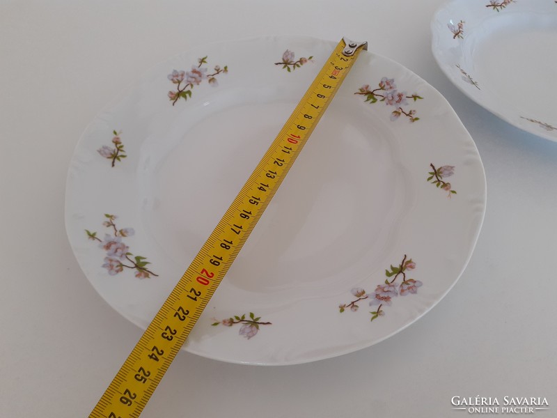 Old Zsolnay porcelain flat plate with flowers 2 pcs